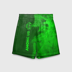 Шорты детские Among Us - green gradient по-вертикали, цвет: 3D-принт