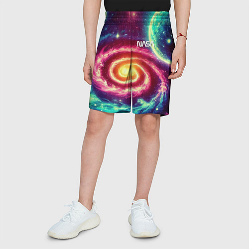 Детские шорты Spiral galaxy - neon glow / 3D-принт – фото 3