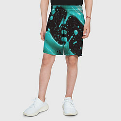 Шорты детские Голубая краска и капли, цвет: 3D-принт — фото 2