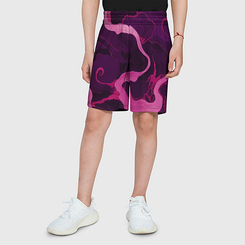 Детские шорты Узоры фиолетового и розового цвета / 3D-принт – фото 3