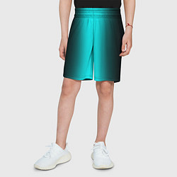 Шорты детские Чёрный и неоновый голубой градиент по центру, цвет: 3D-принт — фото 2