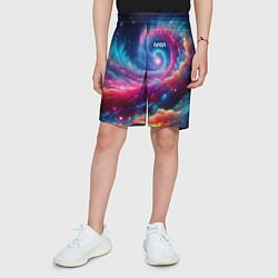 Шорты детские Неоновая галактическая спираль - нейроарт, цвет: 3D-принт — фото 2