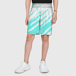 Шорты детские The color is light blue and white, цвет: 3D-принт — фото 2