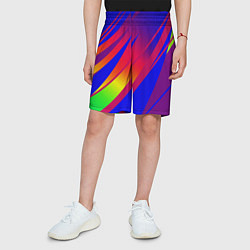 Шорты детские Красно-синий с полосами градиент, цвет: 3D-принт — фото 2