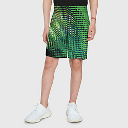 Шорты детские Чёрно-зелёный абстракция, цвет: 3D-принт — фото 2
