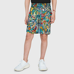 Шорты детские Спортивный инвентарь коллаж, цвет: 3D-принт — фото 2
