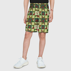 Шорты детские Лоскутный рождественский узор, цвет: 3D-принт — фото 2