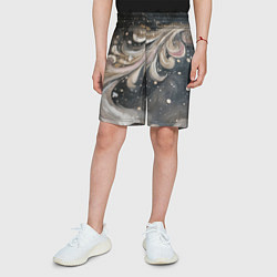 Шорты детские Бежевый объемный узор, цвет: 3D-принт — фото 2