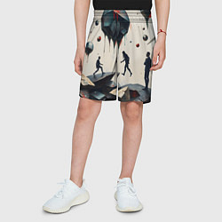 Шорты детские Сюрреалистичные люди и камни, цвет: 3D-принт — фото 2