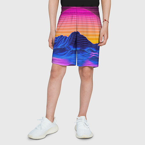 Детские шорты Неоновый закат / 3D-принт – фото 3
