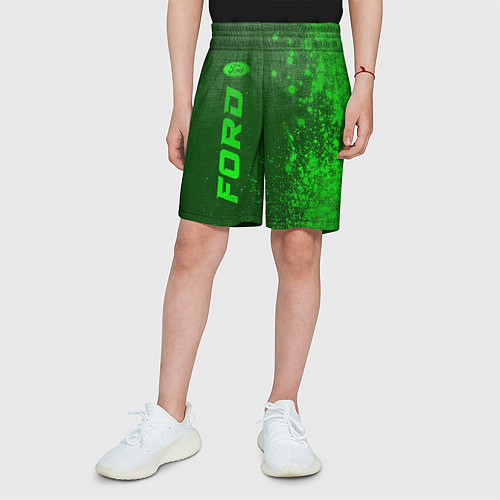 Детские шорты Ford - green gradient по-вертикали / 3D-принт – фото 3