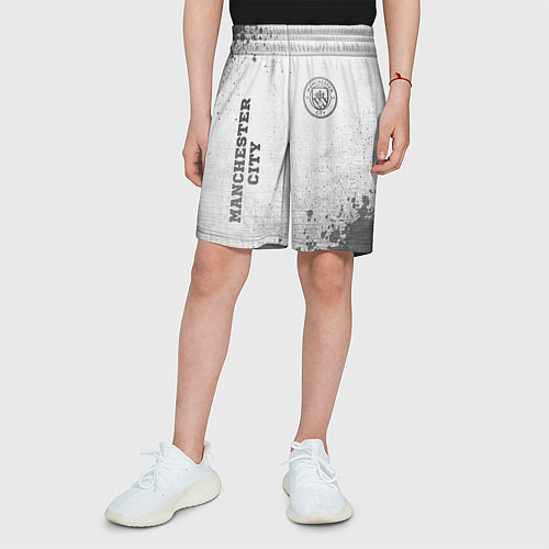 Детские шорты Manchester City - white gradient вертикально / 3D-принт – фото 3