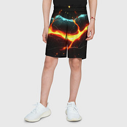 Шорты детские Лава в черной текстуре, цвет: 3D-принт — фото 2