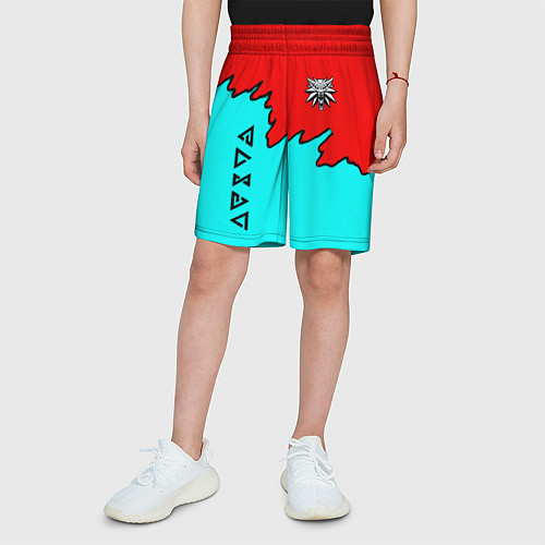 Детские шорты Ведьмак краски логотип / 3D-принт – фото 3