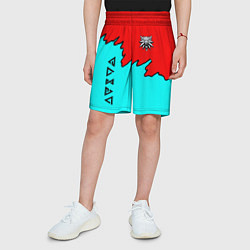 Шорты детские Ведьмак краски логотип, цвет: 3D-принт — фото 2