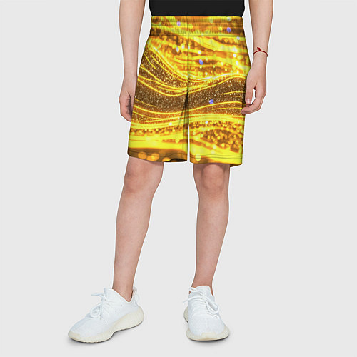 Детские шорты Золотые блестящие волны / 3D-принт – фото 3