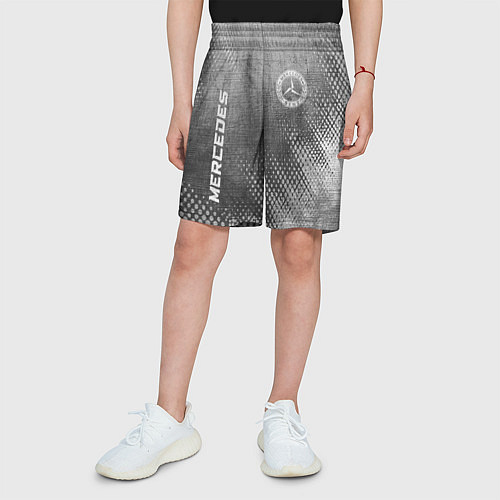 Детские шорты Mercedes - grey gradient вертикально / 3D-принт – фото 3