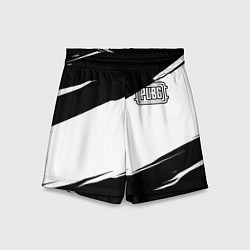 Шорты детские PUBG черно белые краски, цвет: 3D-принт
