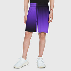Шорты детские Чёрно-сиреневый градиент пополам, цвет: 3D-принт — фото 2