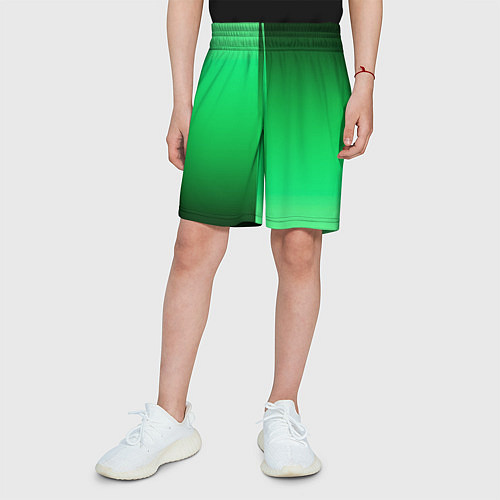 Детские шорты Чёрно-зелёный градиент пополам / 3D-принт – фото 3