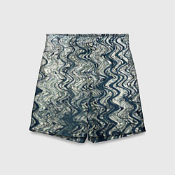 Шорты детские Бело-синий искажённые абстрактные линии, цвет: 3D-принт
