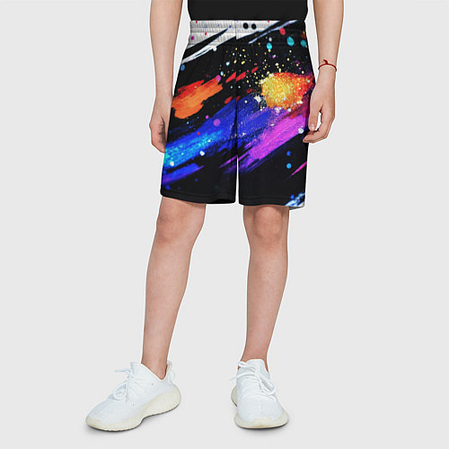 Детские шорты Разноцветные блестящие кляксы - текстура / 3D-принт – фото 3