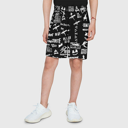 Детские шорты Черно белые логотипы игр / 3D-принт – фото 3