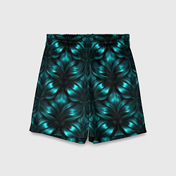 Шорты детские Зеленые узоры из абстрактных листьев - блестящий п, цвет: 3D-принт