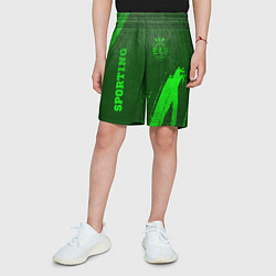 Шорты детские Sporting - green gradient вертикально, цвет: 3D-принт — фото 2