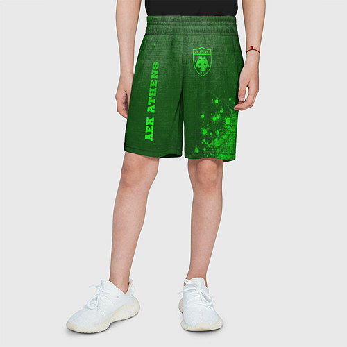 Детские шорты AEK Athens - green gradient вертикально / 3D-принт – фото 3
