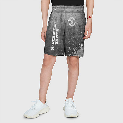 Детские шорты Manchester United - grey gradient вертикально / 3D-принт – фото 3