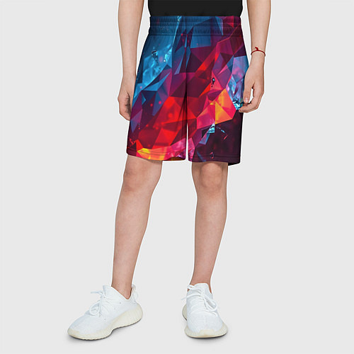 Детские шорты Красные и синие минералы / 3D-принт – фото 3