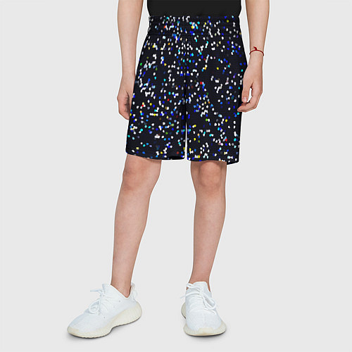 Детские шорты Чёрно-синий мозаика паттерн / 3D-принт – фото 3