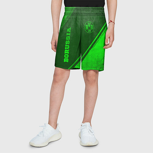 Детские шорты Borussia - green gradient вертикально / 3D-принт – фото 3