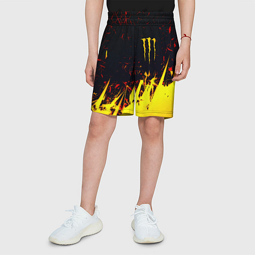 Детские шорты Monster energy абстрактные краски / 3D-принт – фото 3