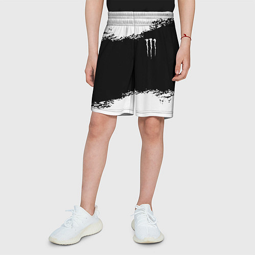 Детские шорты Monster energy белые краски / 3D-принт – фото 3