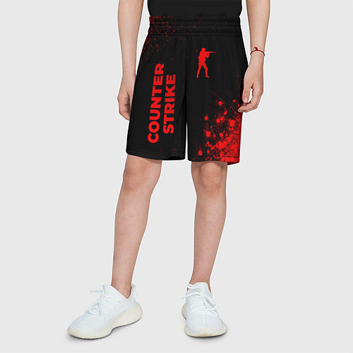 Детские шорты Counter Strike - red gradient вертикально / 3D-принт – фото 3