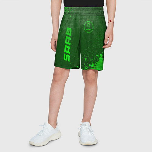 Детские шорты Saab - green gradient вертикально / 3D-принт – фото 3