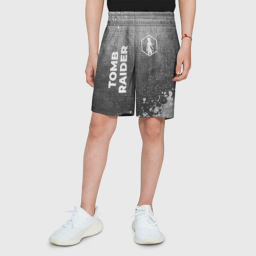 Детские шорты Tomb Raider - grey gradient вертикально / 3D-принт – фото 3