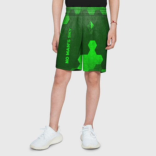 Детские шорты No Mans Sky - green gradient вертикально / 3D-принт – фото 3