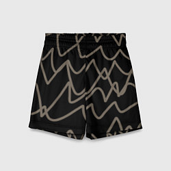 Шорты детские Кривые рукописные линии чёрно-коричневый, цвет: 3D-принт