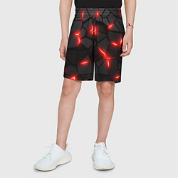 Шорты детские Красная неоновая броня, цвет: 3D-принт — фото 2