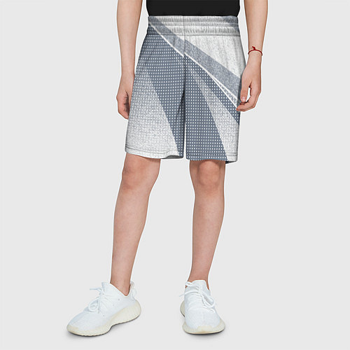 Детские шорты Светлый серо-голубой текстурированный с полосой / 3D-принт – фото 3