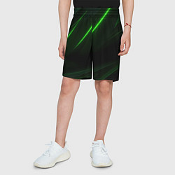 Шорты детские Зеленая текстура с неоновыми линиями, цвет: 3D-принт — фото 2