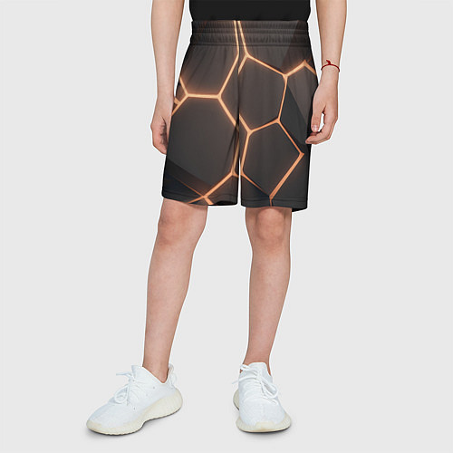 Детские шорты Серая текстура из сот / 3D-принт – фото 3