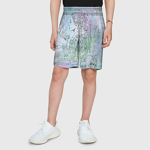 Детские шорты Скетч японские дорамы / 3D-принт – фото 3