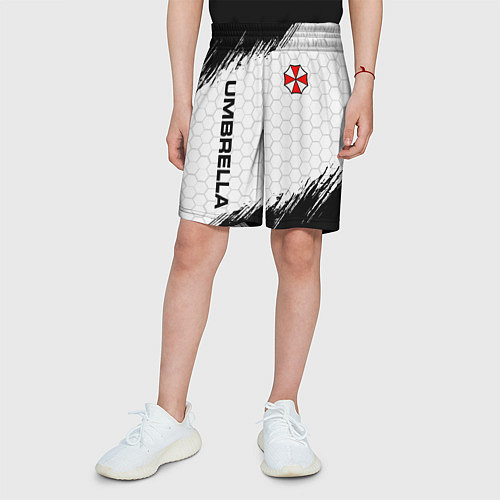 Детские шорты Амбрелла - белые соты / 3D-принт – фото 3