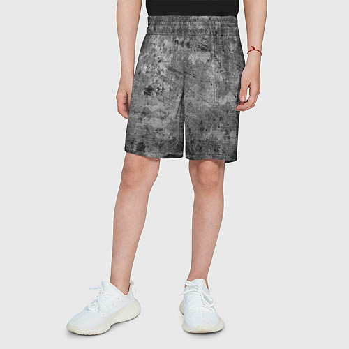 Детские шорты Абстракция - black scratches on gray background / 3D-принт – фото 3
