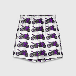 Шорты детские Motorcycle purple, цвет: 3D-принт