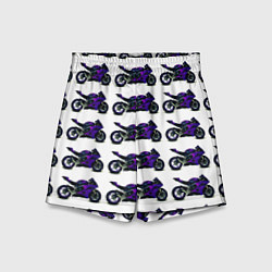 Шорты детские Motorcycle purple gloss, цвет: 3D-принт